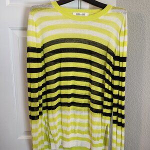 Diane Von Furstenberg Neon Striped Linen Sweater Size XL